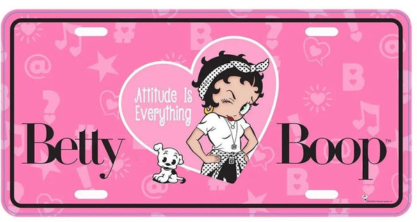 Betty Boop Make-up-Tasche – Klein, Pink, Mit Spruch 'Attitude Is Everything', Inklusive Schlüsselanhänger